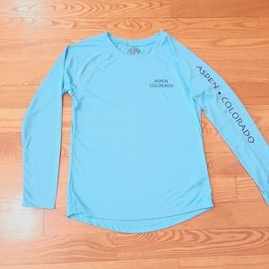 Aspen Colorado Womens UPF50 Sun Shirt Blue Small NWT
